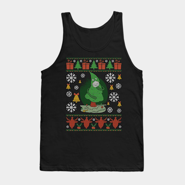 Ugly Christmas Sweater Tree with Mask of Santa for Xmas Tank Top by The Hammer